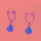 925 Sterling Silver Cat & Bead Drop Earring