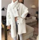 Loose-fit Fleece Cardigan White - One Size
