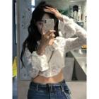 Bell-sleeve Lace Cropped Blouse