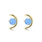 Simple And Fashion Moon Earrings With Blue Austrian Element Crystal Golden - One Size