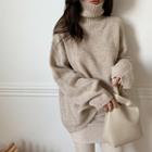 Turtleneck Wool Sweater Oatmeal - One Size