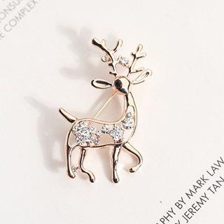 Rhinestone Deer Brooch