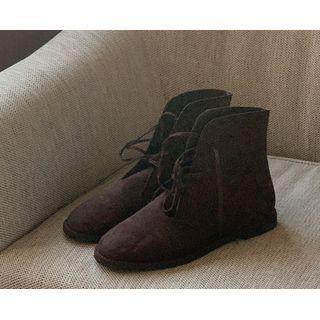 Lace-up Suedette Ankle Boots