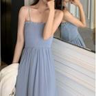 Spaghetti Strap Midi A-line Dress / Light Cardigan / Set