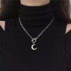 Moon Pendant Alloy Necklace Silver - One Size