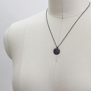 925 Sterling Silver Disc Necklace Black - One Size