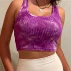 Ribbed-knit Tie-dyed Crop Tank Top