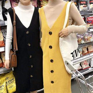 Sleeveless Plain Knit Dress / Long-sleeve Plain Tee