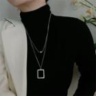 Square Pendant Layered Chain Necklace As Shown In Figure - One Size