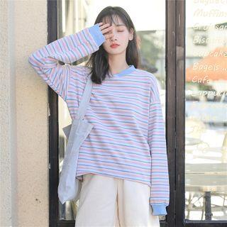 Striped Pullover Stripe - Blue & Orange & Green - One Size