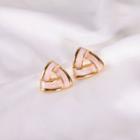 Triangle Glaze Earring 1 Pair - Pink & Gold - One Size