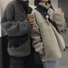 Couple Matching Stand Collar Faux-shearling Zip Jacket