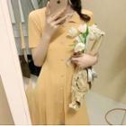 Short-sleeve Collar Knit A-line Dress
