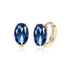 Elegant And Fashion Plated Champagne Geometric Oval Blue Cubic Zircon Earrings Champagne - One Size