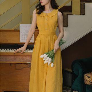 Sleeveless Collared Midi A-line Dress