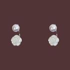 Faux Pearl Rose Alloy Swing Earring 1 Pair - White - One Size