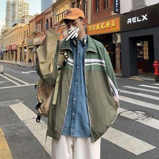 Striped Paneled Zip Jacket