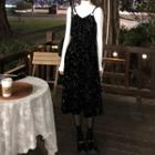Long-sleeve Mock-neck Top / Velvet Midi A-line Overall Dress
