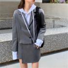 Blazer / Mini A-line Skirt / Long-sleeve Hooded Shirt