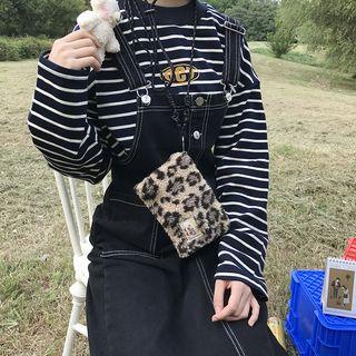 Coin Purse With Strap Leopard - One Size