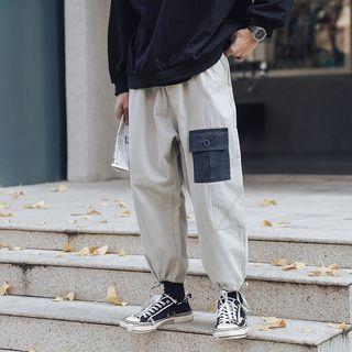 Drawstring-cuff Straight-cut Cargo Pants