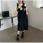 Long-sleeve Peter Pan Collar Knit Sweater / Bow Jumper Skirt
