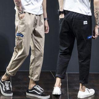 Drawstring Lettering Cargo Pants