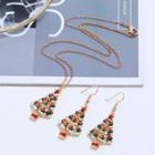 Set: Christmas Tree Necklace + Earring As Shown In Figure - One Size