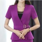 Short-sleeve Tie Waist Blazer / Fitted Skirt / Camisole Top