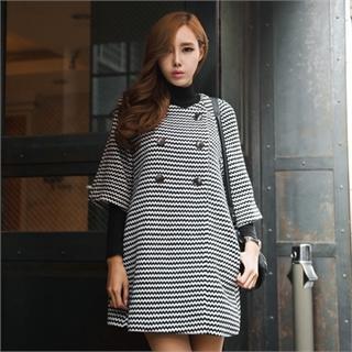 3/4-sleeve Double-breasted Coat