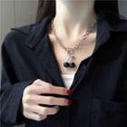Cherry Pendant Necklace Necklace - Black Cherry - Silver - One Size