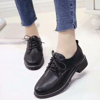 Low Heel Faux Leather Oxfords