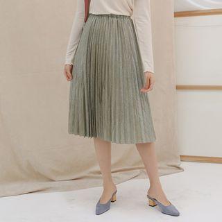 Glittered Pleated Skirt Gold - One Size