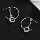 Alloy Open Hoop Earring 1 Pair - With Ear Nuts - Silver - One Size
