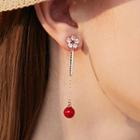 Rhinestone Flower Faux Pearl & Bead Dangle Earring