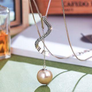 Alloy Faux Pearl Pendant Necklace Alloy Faux Pearl Pendant Necklace - One Size