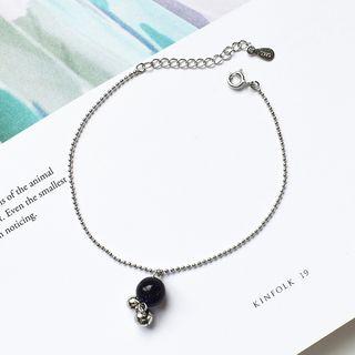 Bead 925 Sterling Silver Bracelet Black + Silver - One Size