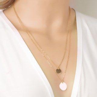Cicle-accent Double-chain Necklace