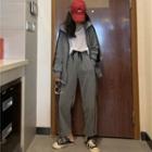 Set: Two Tone Zipped Jacket + Pants Set Of 2 - Gray - One Size