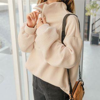 Plus Size Rib-knit Anorak Pullover