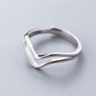 925 Sterling Silver V Layered Open Ring S925 Silver - Silver - One Size