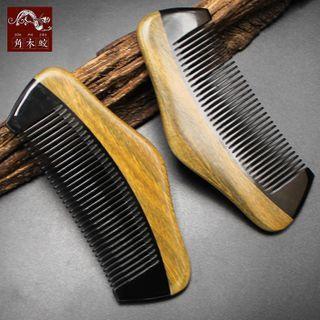 Wooden Hair Comb Khaki & Black - One Size