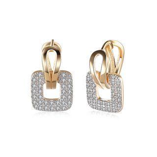 Elegant Sparkling Square Cubic Zircon Earrings Champagne - One Size