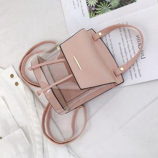 Faux Leather Clear Panel Backpack