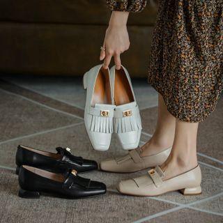 Fringe Block-heel Loafers