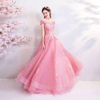 Short-sleeve Off Shoulder Ball Gown