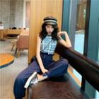 Plaid Camisole / High Waist Harem Pants