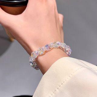 Bead Bracelet S197 - 1pc - Purple & Orange & Transparent - One Size