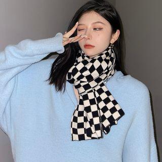 Checkerboard Knit Scarf Checkerboard - Black & White - One Size