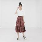 Set: Heart Short-sleeve T-shirt + Midi A-line Skirt
